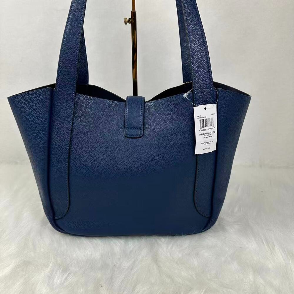 Coach Hadley Turnlock Tote Bag In Leather/Gold/Deep Blue CAL17 NWT - Picture 5 of 9